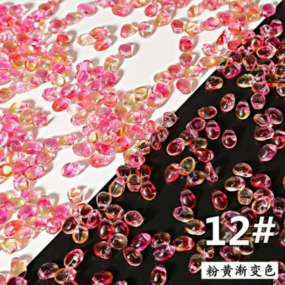 U8MO 50pcs 8x6mm Teardrop Crystal Glass Pendants Loose Beads Lot for Jewelry Making-Pink Yellow