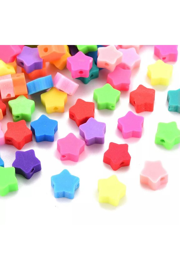 50pcs 9mm Handmade Polymer Clay Star Beads DIY Bracelet Necklace Jewelry Making