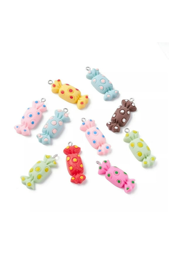 50pcs Colorful Candy Resin Pendants Cute Dangle Charms Hang Ornament 34~35.5mm