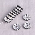 thumbnail image 1 of U8MO 50pcs Flat Round Rondelle 12mm Crystal Glass Rhinestones Metal Spacer Beads-Black, 1 of 5