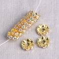 thumbnail image 1 of U8MO 50pcs Flat Round Rondelle 12mm Crystal Glass Rhinestones Metal Spacer Beads-Golden AB, 1 of 5