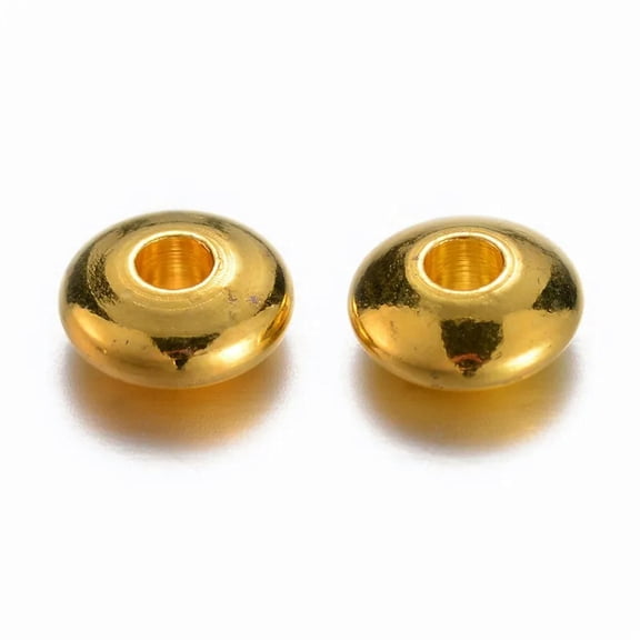U8MO 50pcs Gold Tone Brass Metal Beads Rondelle Smooth Loose Spacers Tiny Craft 5x2mm