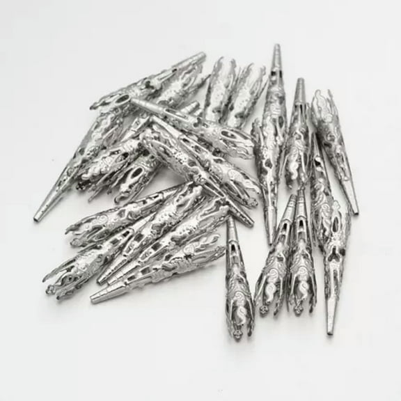 U8MO 50pcs Iron Big Filigree Bead Cone Hollow Bead Caps Spacer Caps Findings 41~42mm-Platinum