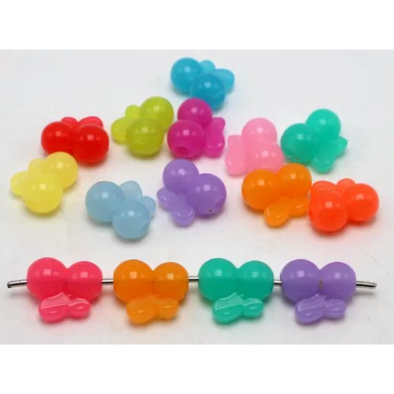 U8MO 50pcs Mixed Jelly Color Acrylic Various Shape Beads Star Flower Cat Kids Crafts-Cherry 17X15mm