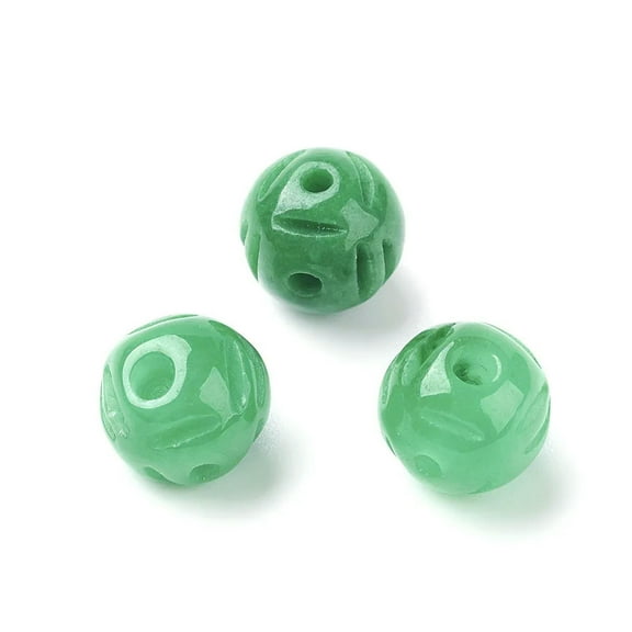 U8MO 50pcs Natural Jade Stone 3-Hole Guru Beads for Mala Jewelry Buddhist Carved 7mm