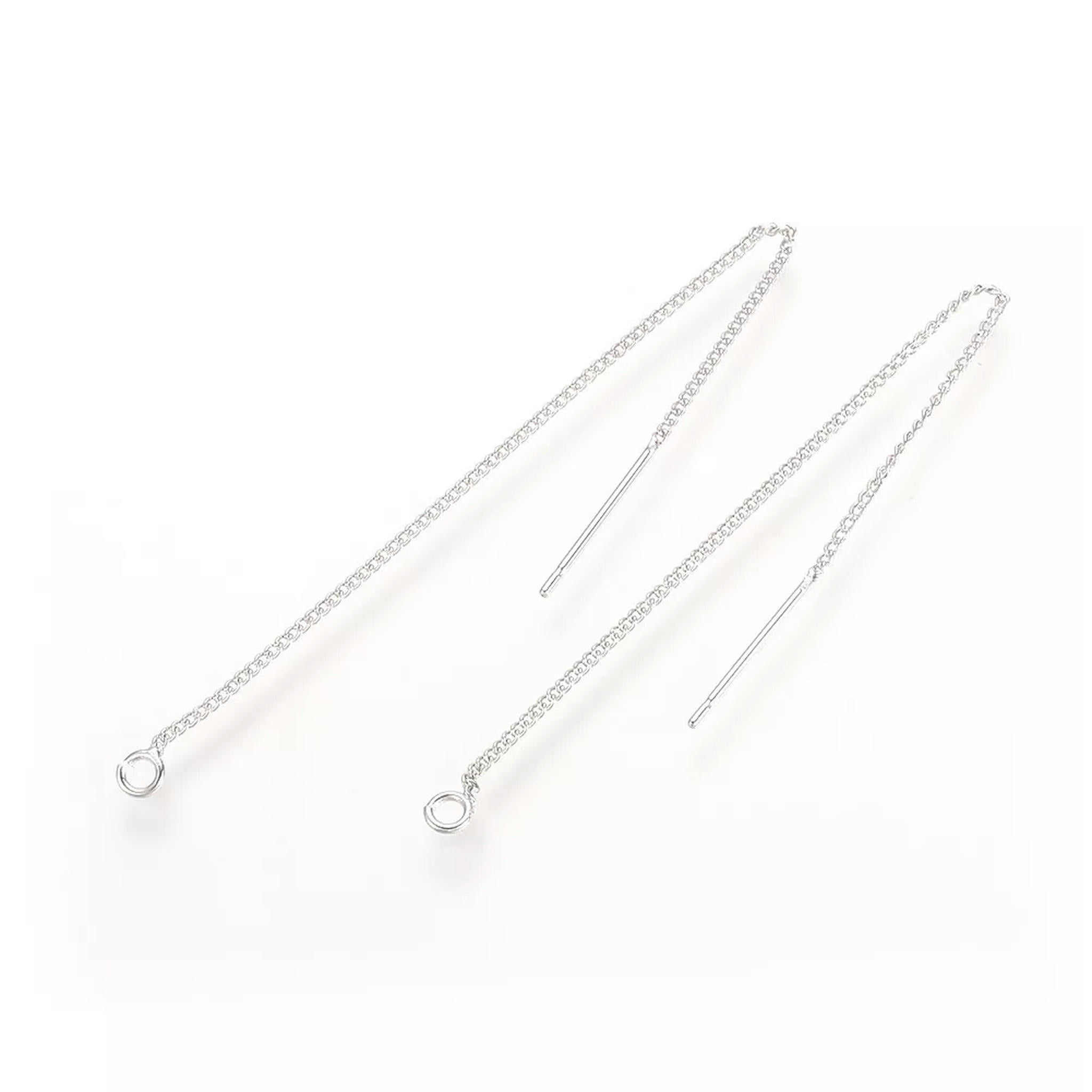U8MO 50pcs Platinum-Filled Brass Threader Earring Findings Pull Through Chains 85x1mm