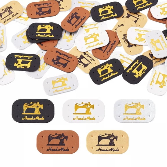 U8MO 50pcs Rectangle Imitation Leather Cloth Labels Handmade Embossed Tag 38x21mm