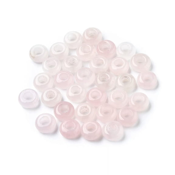U8MO 50pcs Rondelle Natural Rose Quartz European Large Hole Beads Stone Charms 12x6mm