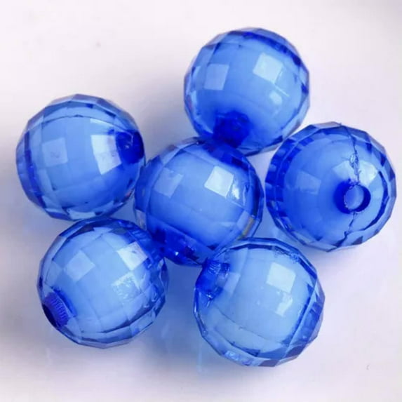 U8MO 50pcs Round 92 Facets Colorful Acrylic Plastic Loose Beads Lot DIY Jewelry-Blue-8mm