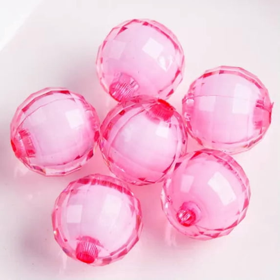 U8MO 50pcs Round 92 Facets Colorful Acrylic Plastic Loose Beads Lot DIY Jewelry-Pink-12mm