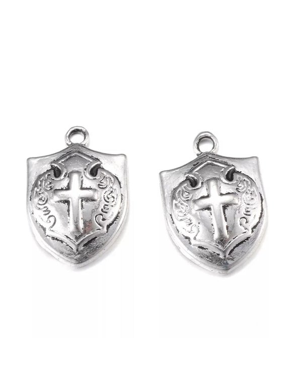 50pcs Tibetan Silver Alloy Metal Pendants Shield Mini Charms Crafting 21x14mm