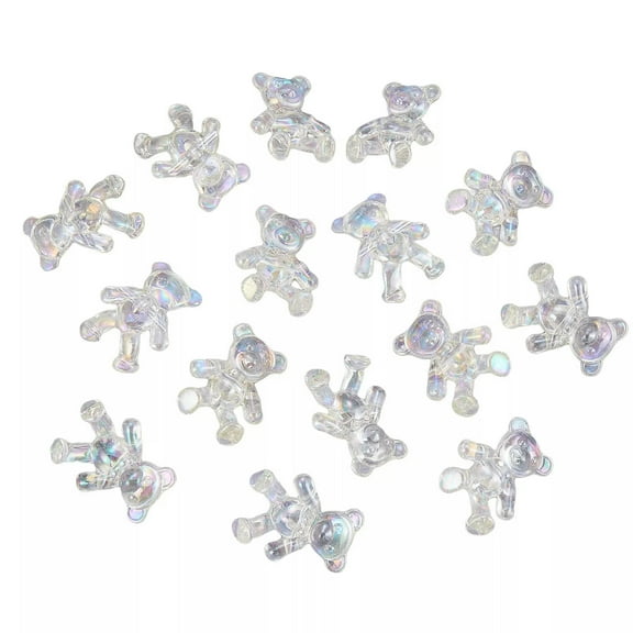 U8MO 50x Clear Acrylic Cartoon Bear Loose Bead for Hair Band Ornament Jewelry Making