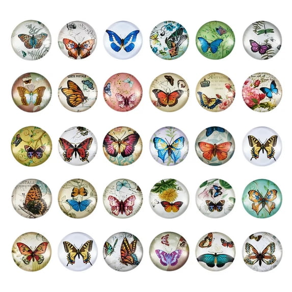 U8MO 50x Flatback Half Round Butterfly Glass Cabochons Pendants Jewelry Making 25x7mm