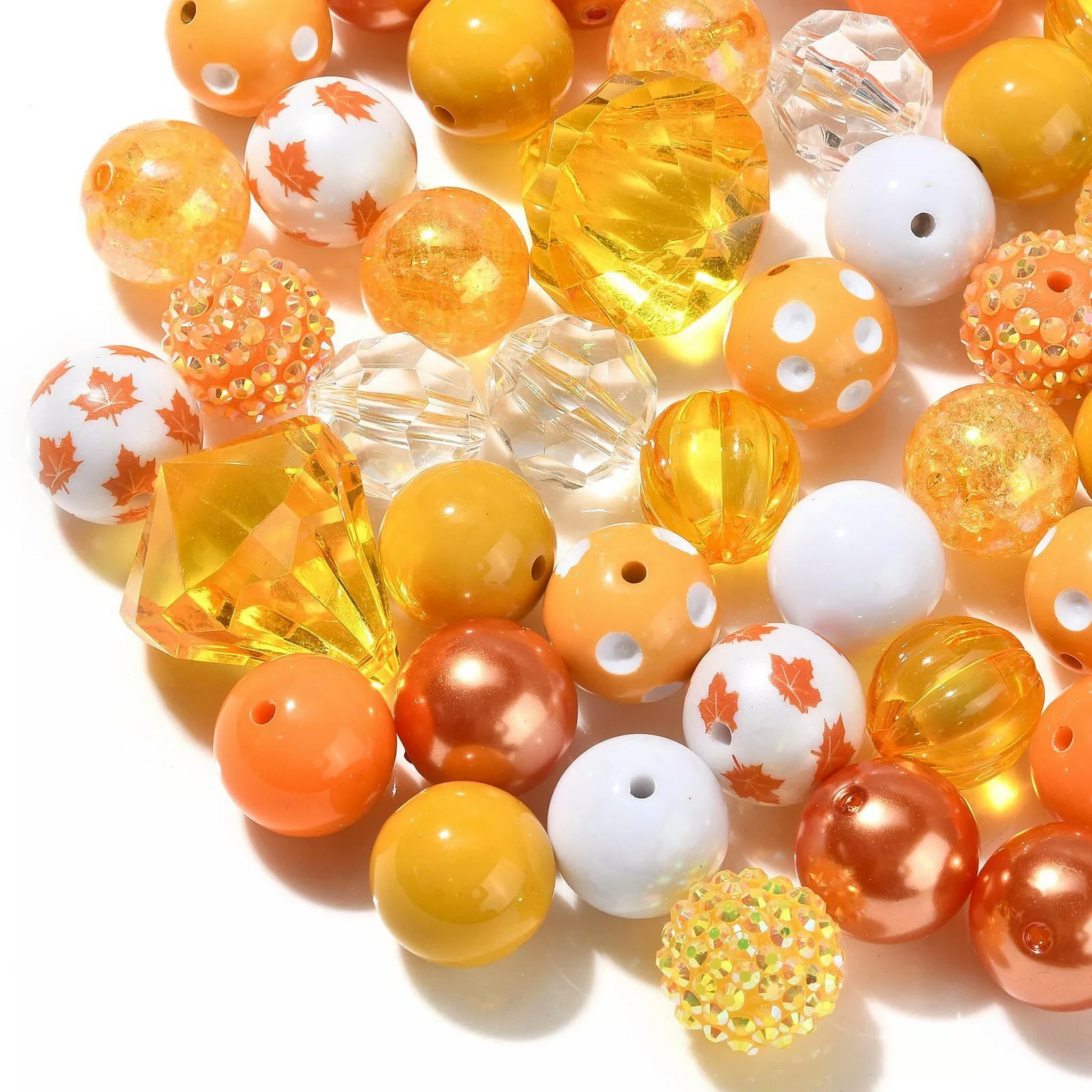 U8MO 50x Opaque Acrylic Beads Thanksgiving Theme Chunky Loose Beads for Autumn Party