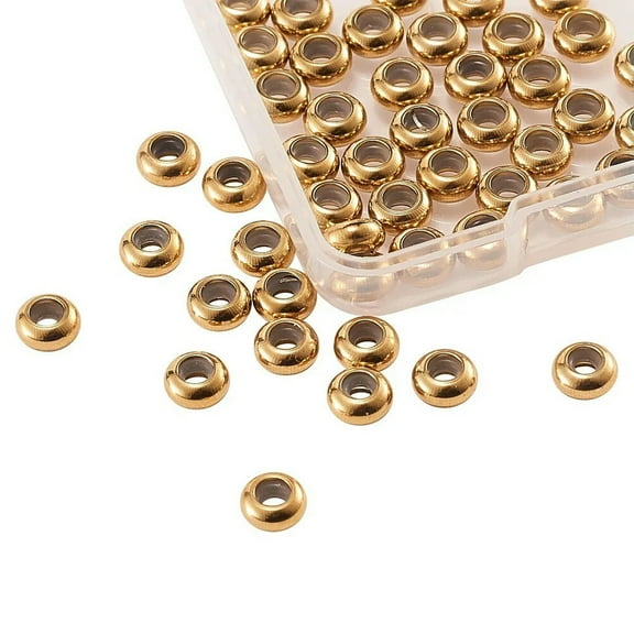 U8MO 50x Stainless Steel Gold Rubber Slider Stopper Beads for DIY Jewelry Making