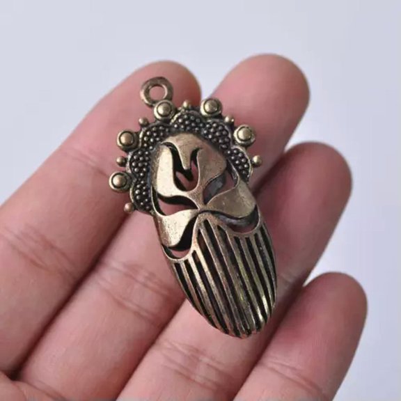 U8MO 50x28mm Gold/Silver/Bronze Chinese Opera Face Metal Craft Charms Pendant-Bronze