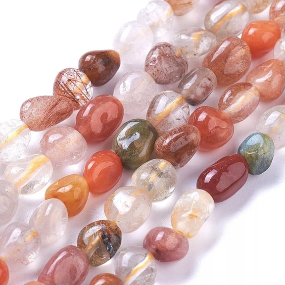 U8MO 55~57pcs Natural Rutilated Quartz Nuggets Beads Smooth Stone Loose Spacer 5~9mm