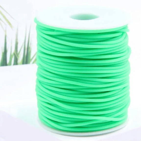 U8MO 55 Yard 2mm Soft Hollow Rubber Tubing Jewelry Cord Cover Memory Wire Craft Spool-Green