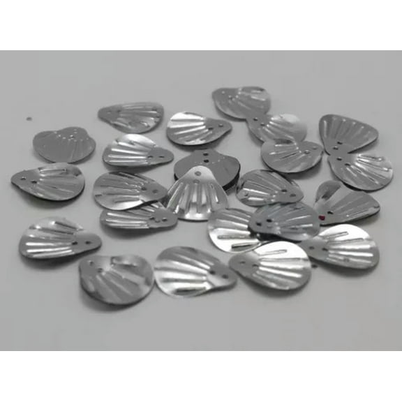 U8MO 580 Large Shell Loose sequins Paillettes 20mm Top Hole Sewing Wedding Color-Silver