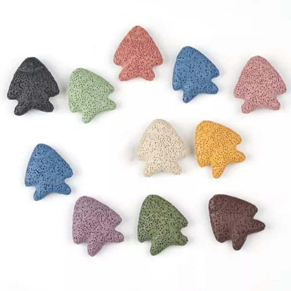 U8MO 5PCS Fish Shape 25x24mm 35x32mm Colorful Lava Stone Loose Pelelith Beads-Random Mixed-25x24mm
