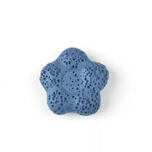 U8MO 5PCS Flower Shape 21mm 26mm Colorful Natural Lava Stone Loose Pelelith Beads-Blue-21x8mm