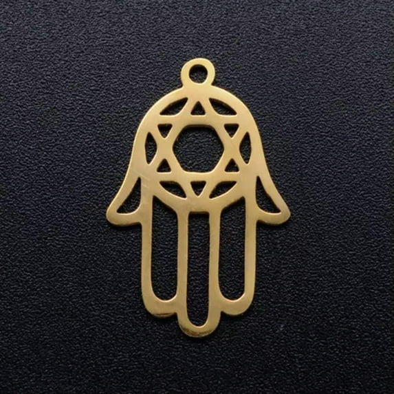 U8MO 5Pcs Golden Stainless Steel Butterfly Turtle Snowflake Feather Cross Pendants-Hand of Fatima,23x15x1mm
