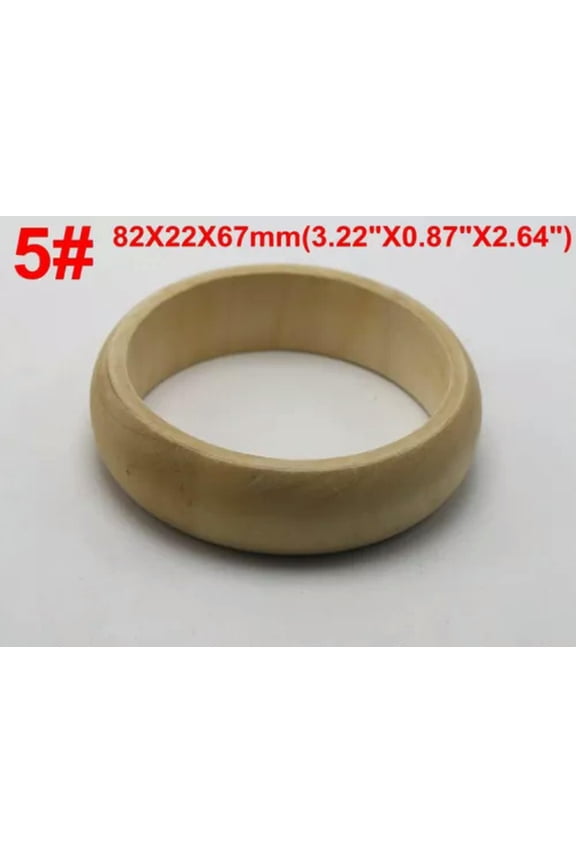 5Pcs Natural Untreated Plain Wooden Blank Bangles Bracelet DIY Jewelry Gift-5# 82X22X67mm
