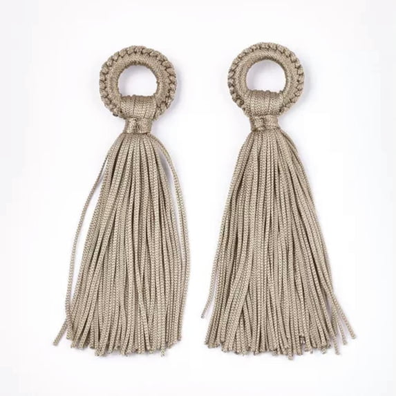 U8MO 5pc Polyester Tassel Big Pendant Dangle Charms DIY Crafting Decorations 98~110mm-Camel
