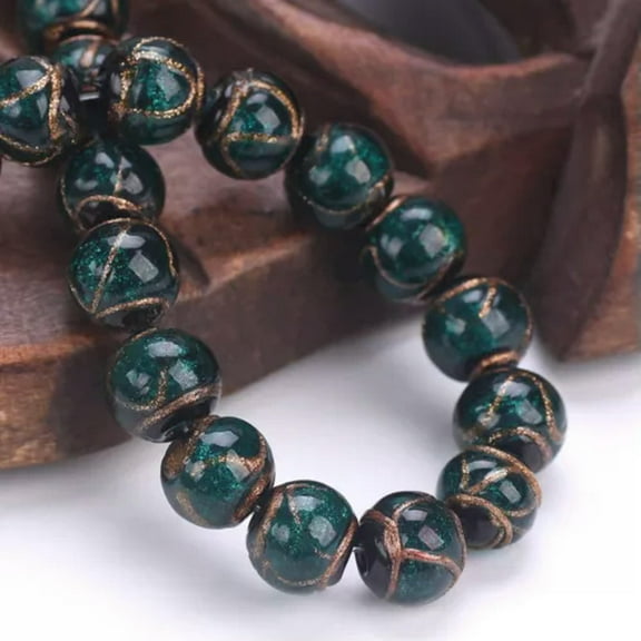 U8MO 5pcs 12mm Round Glossy Handmade Lampwork Glass Loose Beads For Jewelry Making-Peacock