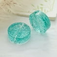thumbnail image 1 of U8MO 5pcs 14mm Flat Rondelle Carved Handmade Lampwork Crystal Glass Beads DIY Making-Lake Green, 1 of 4
