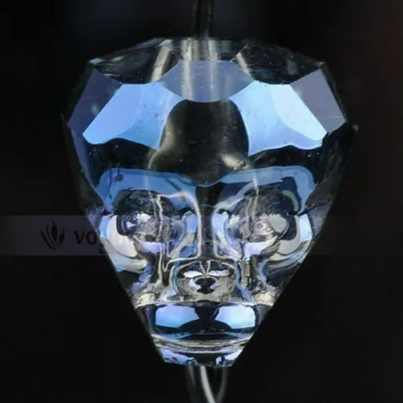 U8MO 5pcs 14mm Skull Head Faceted Crystal Glass Charm Loose Beads for Jewelry Making-Transparent Blue-5pcs