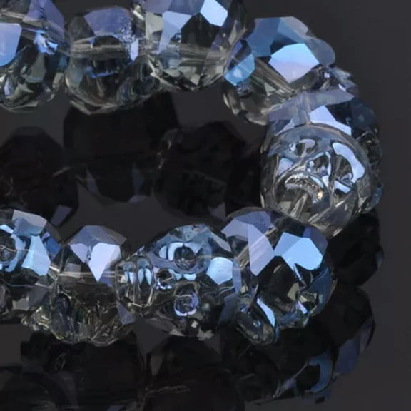 U8MO 5pcs 14mm Skull Head Faceted Crystal Glass Loose Beads For Jewelry Making-Grayish Blue