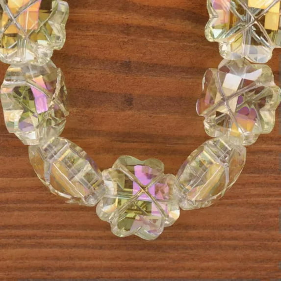 U8MO 5pcs 16mm Flower Faceted Crystal Glass Loose Beads for Jewelry Making Lot-Yellow Colorized