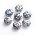 thumbnail image 1 of U8MO 5pcs 19mm Rondelle Handmade Glazed Ceramic Porcelain Loose Beads DIY Jewelry-Blue Brown, 1 of 6