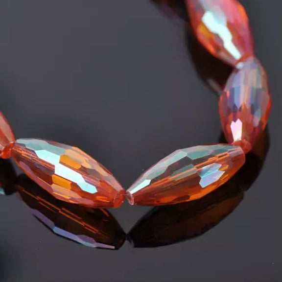 U8MO 5pcs 32x13mm Big Rugby Oval Faceted Crystal Glass Loose Beads for Jewelry Making-6# Orange
