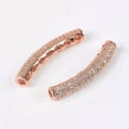 thumbnail image 1 of U8MO 5pcs 32x5mm Long Curved Tube Rose Gold Silver Crystal & Copper Metal Loose Beads-Rose Gold, 1 of 6
