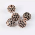 thumbnail image 1 of U8MO 5pcs 8mm 10mm Round Ball Rose Gold Silver Crystal & Copper Metal Loose Beads-Rose Gold & Black-10mm, 1 of 8