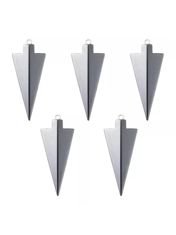 5pcs Black Non-magnetic Synthetic Hematite Gemstone Triangle Pendants 44x18mm