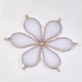 thumbnail image 1 of U8MO 5pcs Electroplate Druzy Resin Leaf Big Pendants Dangle Charms Crafting 56~57mm-WhiteSmoke, 1 of 2