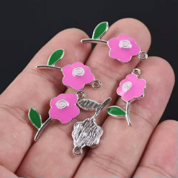 U8MO 5pcs Enamel Metal Crystal Assorted Charms Pendants Earring Jewelry Findings DIY-32# 14x25mm