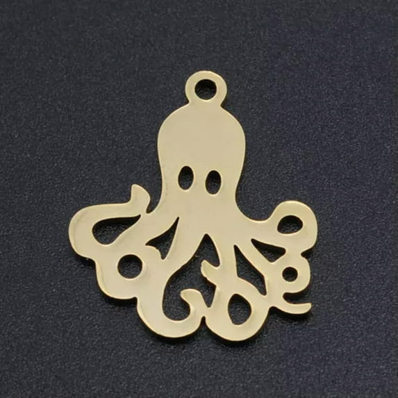 U8MO 5pcs Mixed 201 Stainless Steel Pendants Mini Cute Metal Charms Crafting 9.5~32mm-Octopus-20x17.5x1mm