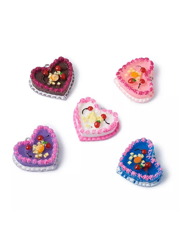 5pcs Resin Cake Pendants Mini Dangle Charms For Earring Jewelry Making 28x33mm