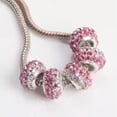 thumbnail image 1 of U8MO 5pcs Rhinestones Rondelle 7x11mm European Charm Big Hold Beads For DIY Bracelet-Pink, 1 of 7