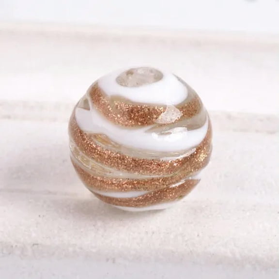 U8MO 5pcs Round 14mm Skein Ball Shape Handmade Lampwork Glass Loose Beads DIY Jewelry-White