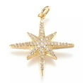 thumbnail image 1 of U8MO 5x Brass Micro Pave Cubic Zirconia Pendants Star Golden 25x23x3mm Hole: 3mm, 1 of 2