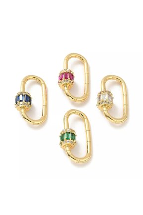 5x Oval Screw Lock Charms Rhinestone for DIY Keychain Jewelry Making Finding