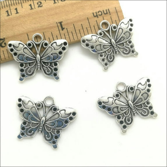 U8MO 6/20/50pc Butterfly Animal Antique Silver Charms Pendants Jewelry DIY 19*25mm-50pcs
