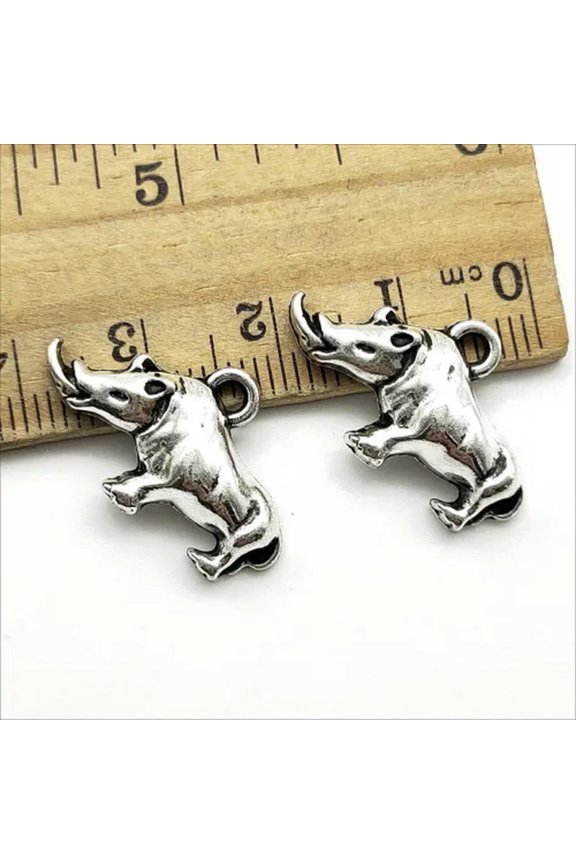 6/20/50pc Rhino Antique Silver Charms Pendants for Jewelry Making 14*24mm-6pcs