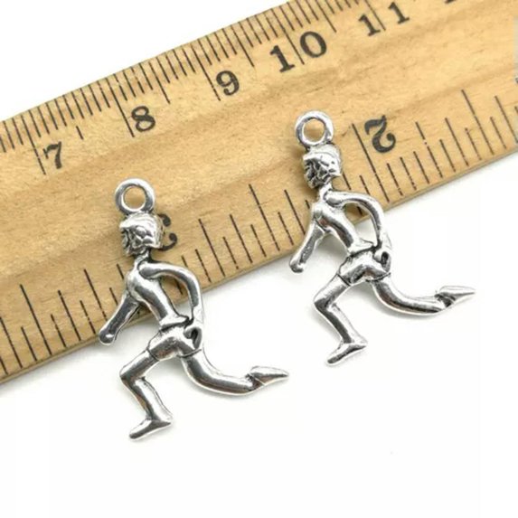 U8MO 6/20/50pc runner athlete antique silver charms pendants jewelry DIY 25*17mm-6pcs