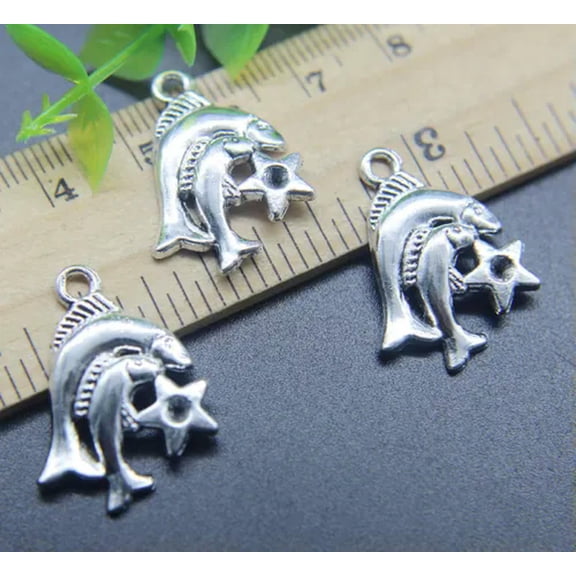 U8MO 6~50pc Retro Pisces Constellation Alloy Charms Pendants Jewelry DIY 22*18mm-6pcs